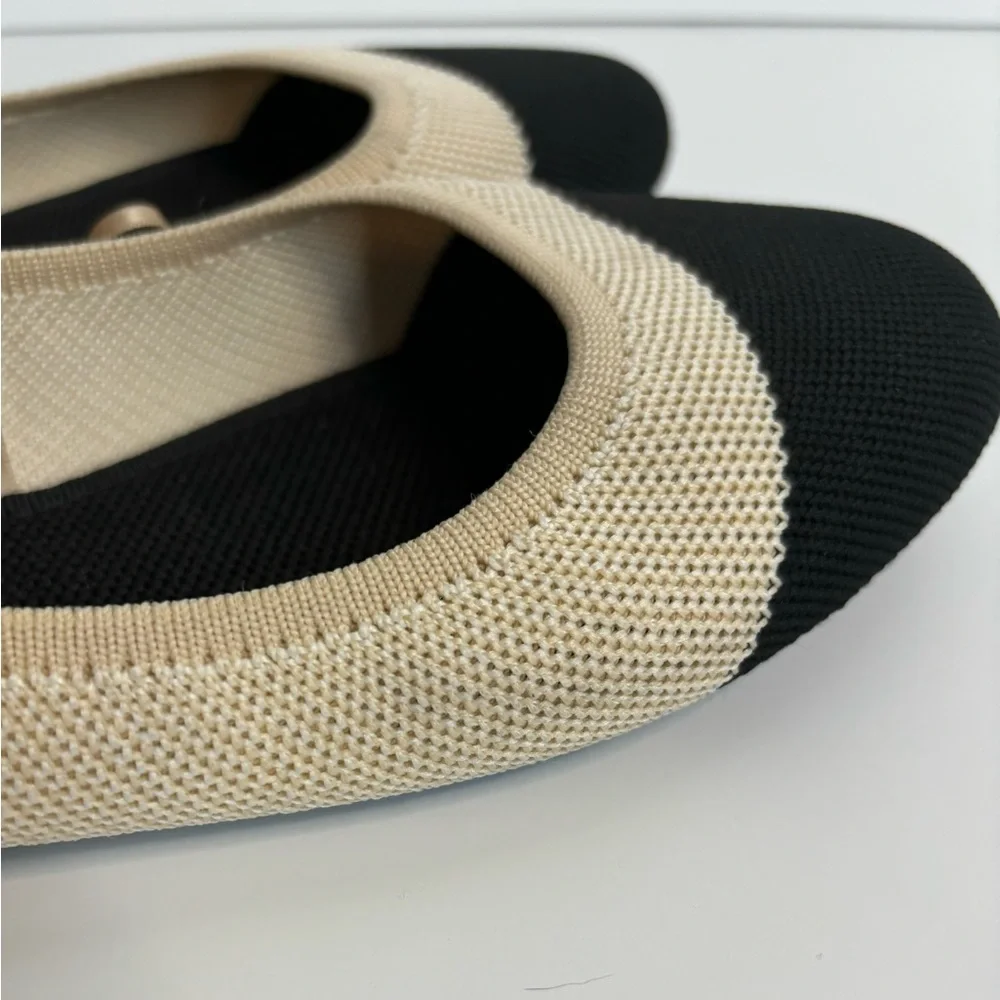Serra Tan & Black Two Tone Comfort Stretch Fabric Ballet Flats Size‎ 7M